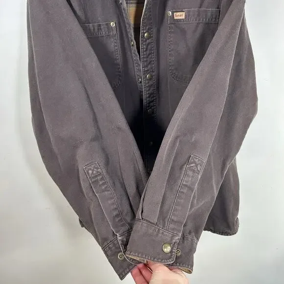 Vintage Carhartt Shirt Jacket MEN’S SIZE L S96DKB Duck Canvas Flannel Lined EUC